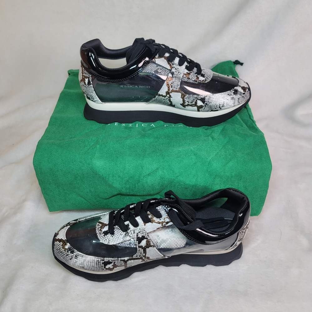 Jessica Rich Glass Sneakers Transparent Snake Print Athleisure‎ Nordstrom Sz 8.5